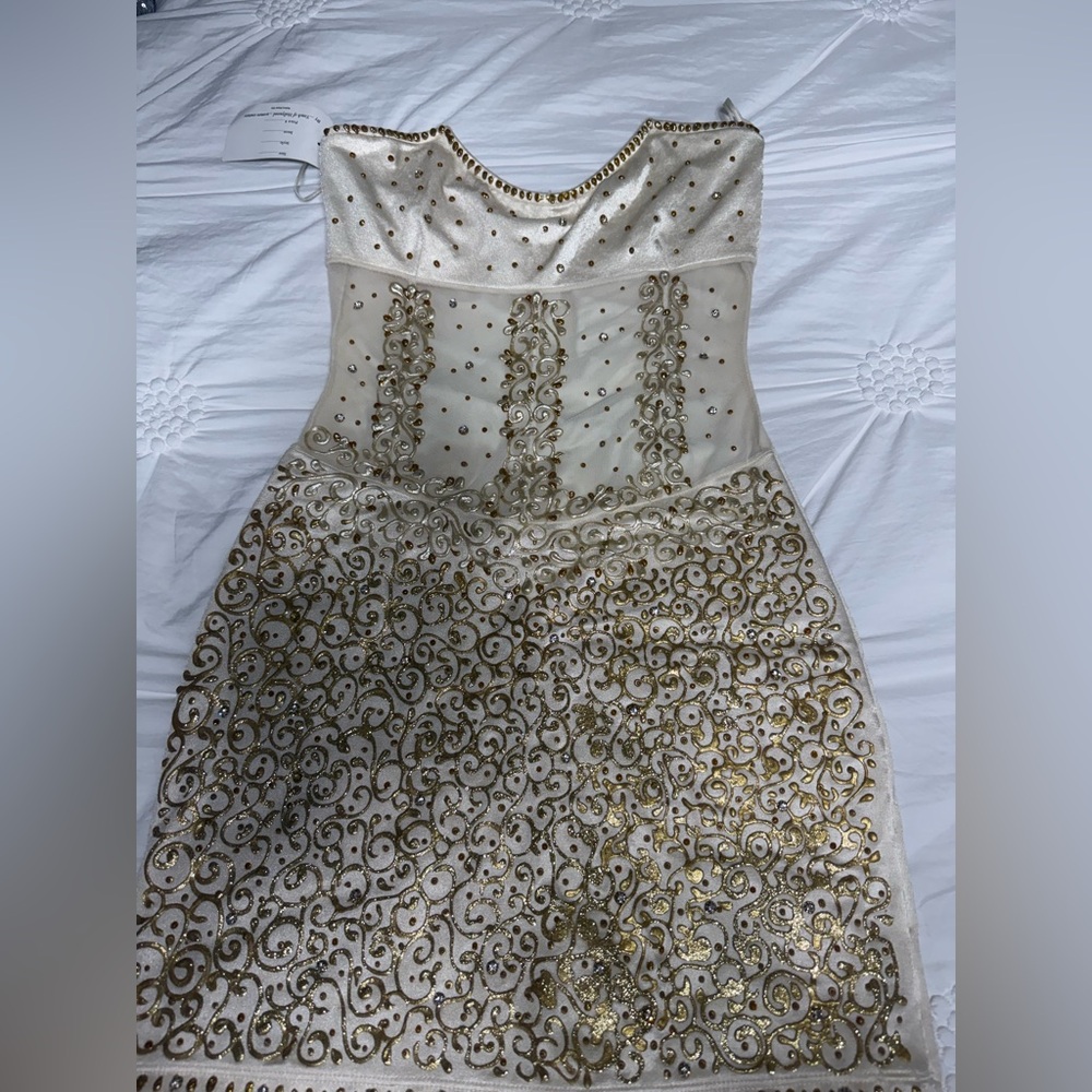Elegant Gold and Cream Dress